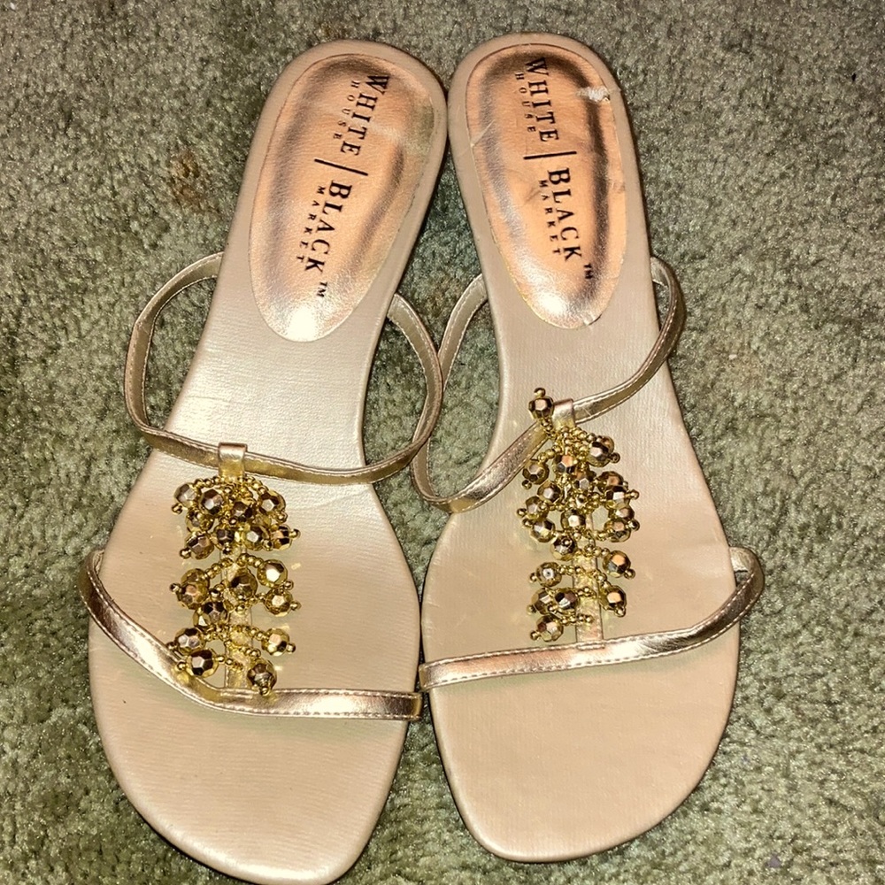 Gold white house black market sandals